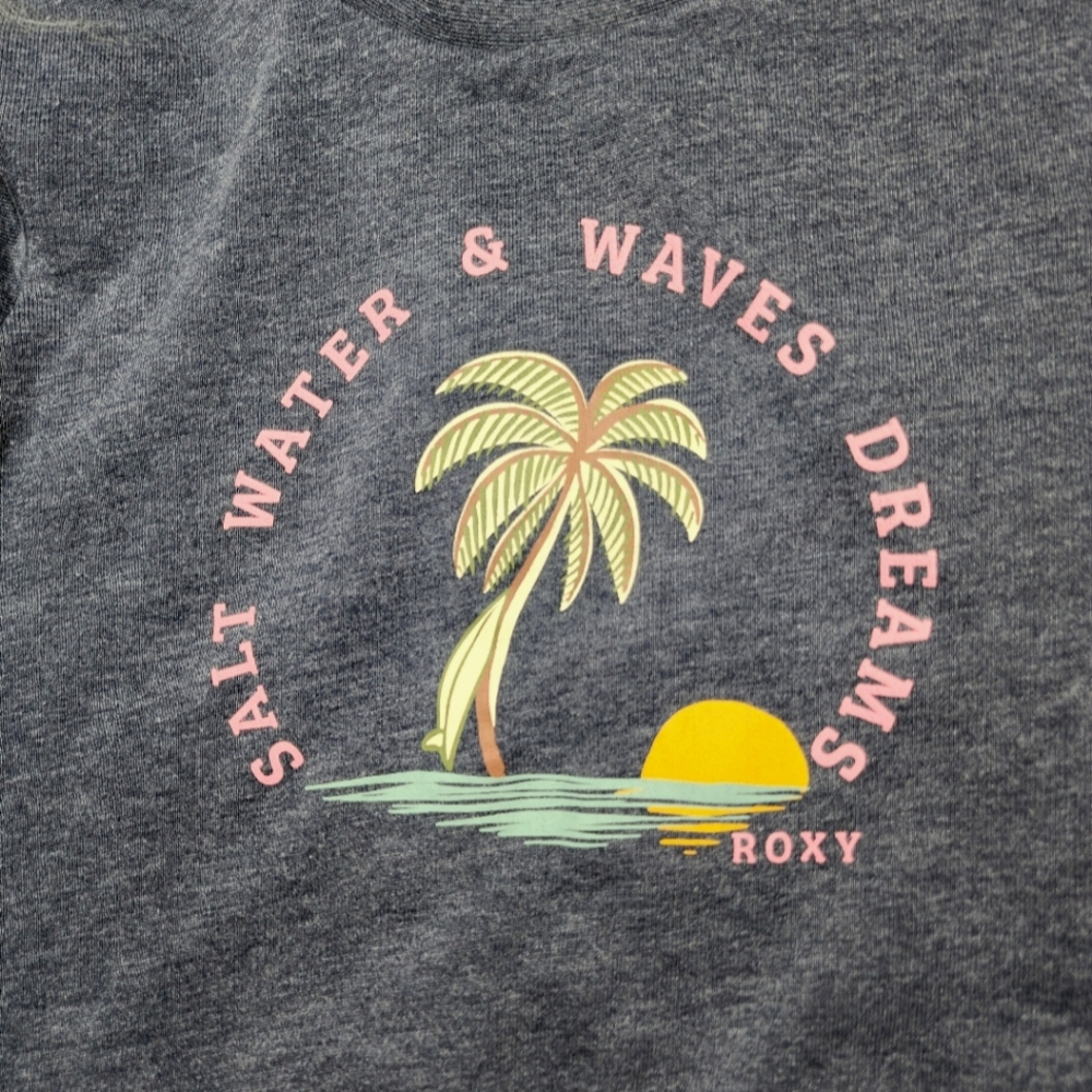 Roxy girls Ribbed Crew neck Sweater, Size 6, Heathered Navy Blue. - Picture 2 of 8